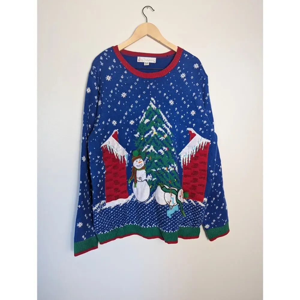 Jolly Sweaters Men's Light Up Snowman Icicle Ugly Christmas Sweater